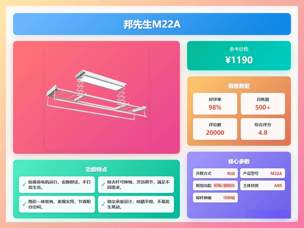 推荐：这6款实用又省心！邦先生智能晾衣架性价比
